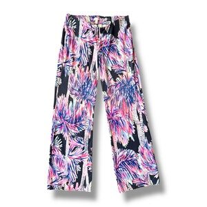 Lilly Pulitzer Georgia May Palazzo Pants Bright Navy Palms Up Print Size Small